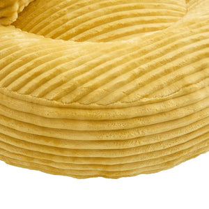 English Elm Bean Bag Sofa Oversized Corduroy Floor Lounge Chair with Armrests Pillows Foam Fill Mustard Yellow W395P426812