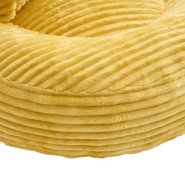 English Elm Bean Bag Sofa Oversized Corduroy Floor Lounge Chair with Armrests Pillows Foam Fill Mustard Yellow W395P426812