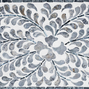 English Elm Coastal Capiz Shell Mosaic Console Table Iridescent Floral Inlay with Two Drawers B2750P467801