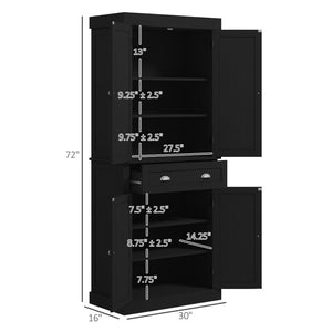English Elm Nordic Shaker Freestanding Pantry Cabinet Black Wood Grain Finish Six Tier Kitchen T3971P428648