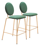 Odessa Counter Stool - Set of 2 Green & Gold 109805 Zuo Modern