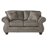 English Elm Leinster Faux Leather Upholstered Nailhead Sofa, Loveseat, and Chair Set