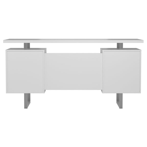 English Elm Jensen White High Gloss Two-Drawer Computer Desk with Metal Legs, Durable Storage for Legal & Letter Files B062P331105