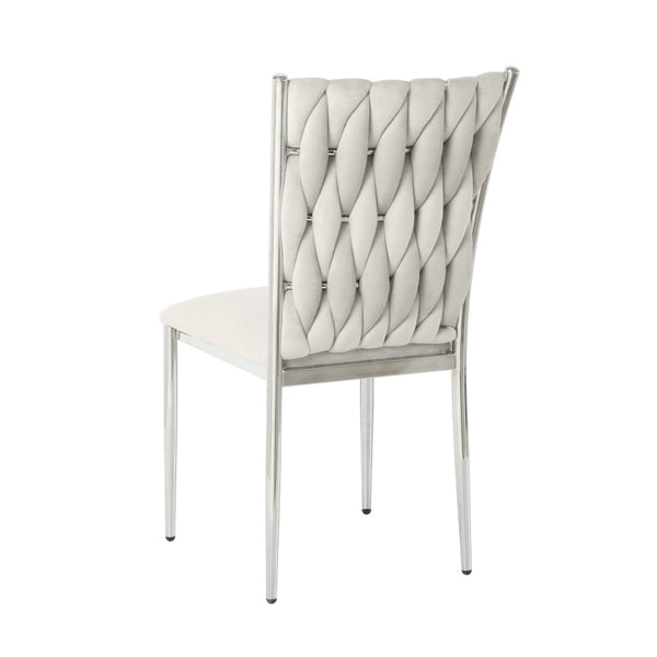 English Elm Modern Velvet Upholstered Dining Chairs Set of 2 with Electroplated Legs for Kitchen Light Gray W210P301597