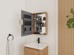 English Elm 20'' Wall Mounted Bathroom Medicine Cabinet with Mirror Adjustable Shelves Plywood W999P470282