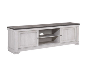English Elm 1pc Contemporary Entertainment Console TV Stand 71" Weathered Wood with Sliding Doors & Cable Management B2741P295497