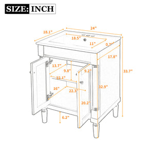 English Elm 24'' Modern Bathroom Vanity with Ceramic Basin, Solid Wood Frame, Soft-Close Doors, Ample Storage Black N710P190503B