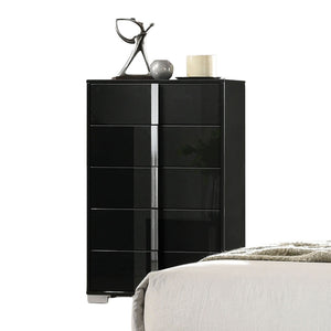 English Elm 1pc Chest Transitional Weathered Finish 5-Drawer Tall Dresser with Dentil Molding and Metal Knobs Black 34 L x 21 W x 52 H B2741P372198