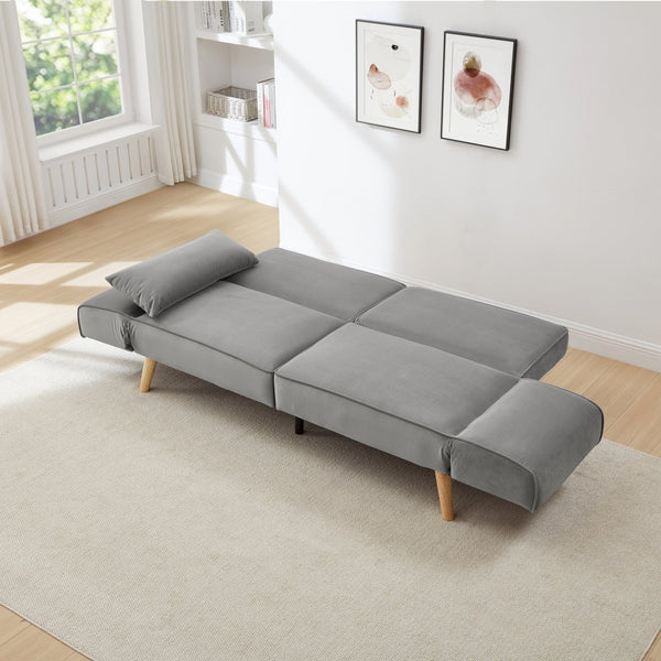 English Elm 72.8" Velvet Futon Sleeper Sofa Split Back Reclining Couch for Apartments and Guest Rooms Gray W1669P364128
