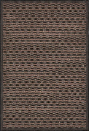 Unique Loom Outdoor Border Checkered Machine Made Border Rug Brown, Brown/Black 6' 0" x 9' 0"