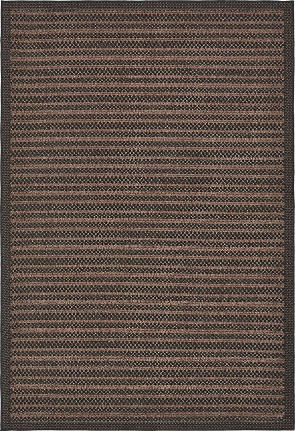 Unique Loom Outdoor Border Checkered Machine Made Border Rug Brown, Brown/Black 6' 0" x 9' 0"