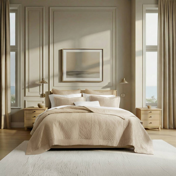 English Elm King Cotton Sateen Quilt Set Smooth Breathable Bedroom Layering Coverlet 3 Piece Linen B035P496599