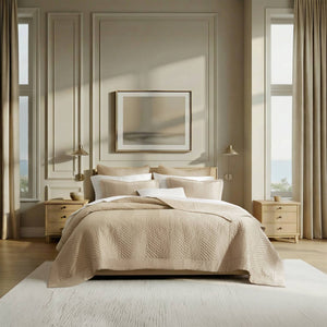 English Elm Full/queen Cotton Sateen Quilt Set Breathable Neutral Gray Bedroom Layering Essential B035P496598