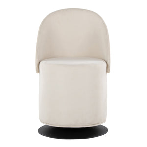 English Elm Finch Swivel Chair with Adjustable Backrest and Sleek Black Metal Frame, Armless Modern Accent Cream B202P223514