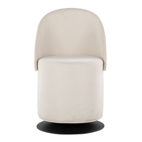 English Elm Finch Swivel Chair with Adjustable Backrest and Sleek Black Metal Frame, Armless Modern Accent Cream B202P223514