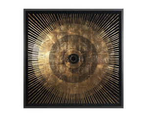 Sunpan Brilliance Wall Art: Luxe Art Deco Acrylic Print with Gold Leaf Sunburst & Charcoal Wood Frame