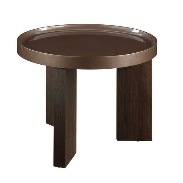 English Elm Lakita Two-tone Smoked Oak End Table with Glossy Veneer Top for Modern Living B2726P442584
