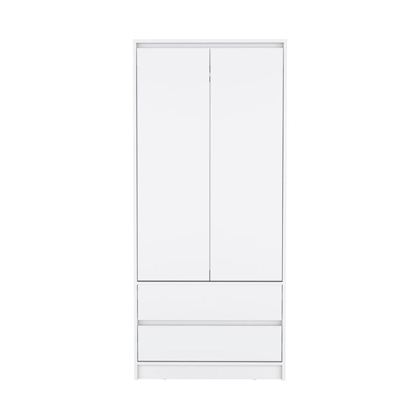 HomeRoots 71" White Wood Dresser - Versatile Two Door, Two Drawer Storage Solution for Modern Homes & Décor 520128