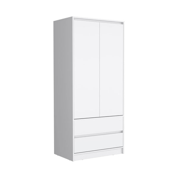HomeRoots 71" White Wood Dresser - Versatile Two Door, Two Drawer Storage Solution for Modern Homes & Décor 520128