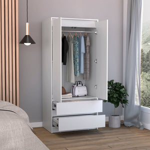 HomeRoots 71" White Wood Dresser - Versatile Two Door, Two Drawer Storage Solution for Modern Homes & Décor 520128