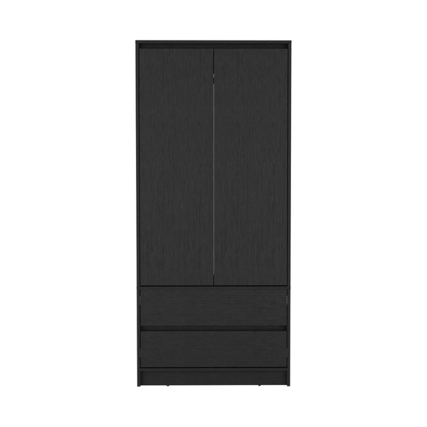 HomeRoots 71" Black Wood Combo Dresser - Stylish Two Door & Two Drawer Storage for Modern Bedrooms & Offices 520129
