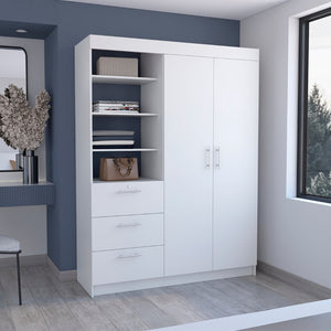 HomeRoots 79" White Wood Dresser Combo with Two Doors & Three Drawers - Stylish Storage Solution for Any Room 520130