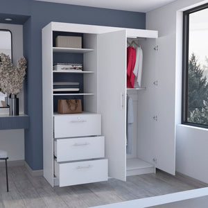 HomeRoots 79" White Wood Dresser Combo with Two Doors & Three Drawers - Stylish Storage Solution for Any Room 520130