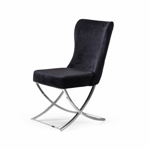 Homeroots Set Of Two Tufted Black And Silver Upholstered Microfiber Dining Side Chairs  Metal And Wood 520135