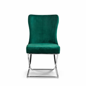 Homeroots Set Of Two Tufted Green And Silver Upholstered Microfiber Dining Side Chairs  Metal And Wood 520139
