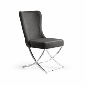 Homeroots Set Of Two Tufted Gray And Silver Upholstered Microfiber Dining Side Chairs  Metal And Wood 520141