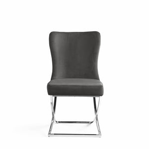 Homeroots Set Of Two Tufted Gray And Silver Upholstered Microfiber Dining Side Chairs  Metal And Wood 520141