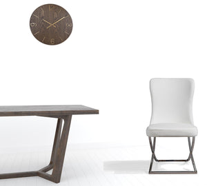 Homeroots Set Of Two Tufted White And Chrome Upholstered Faux Leather Dining Chairs  Metal And Wood 520143