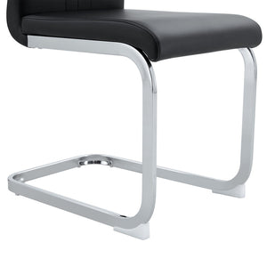 English Elm Set of 2 Gloss Pu Bow-back Dining Chairs with Ergonomic Curved Support for Modern Lofts Black W1512P491846