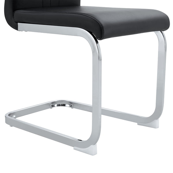 English Elm Set of 2 Gloss Pu Bow-back Dining Chairs with Ergonomic Curved Support for Modern Lofts Black W1512P491846