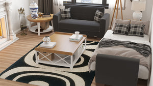 Homeroots 84" Black Chenille Sleeper Sleeper Sofa And Toss Pillows With Brown Legs   520154