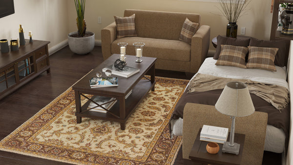 Homeroots 84" Beige Chenille Sleeper Sleeper Sofa And Toss Pillows With Brown Legs   520155