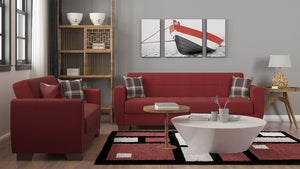 Homeroots 84" Burgundy Chenille Sleeper Sleeper Sofa And Toss Pillows With Brown Legs   520156