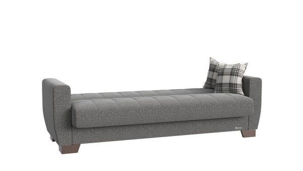 Homeroots 84" Gray Chenille Sleeper Sleeper Sofa And Toss Pillows With Brown Legs   520157