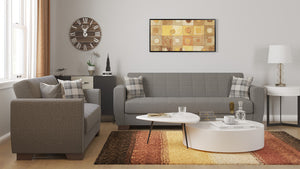 Homeroots 84" Gray Chenille Sleeper Sleeper Sofa And Toss Pillows With Brown Legs   520157