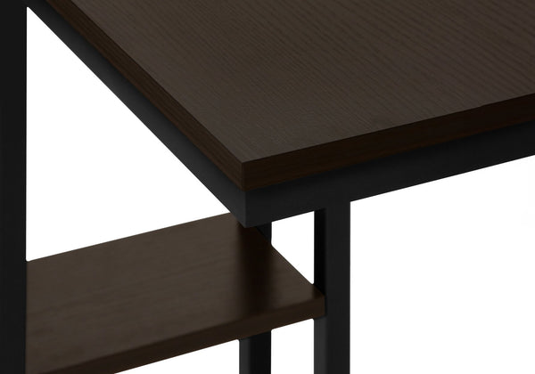 English Elm Accent C-Table for Sofa End Side Snack — Espresso Laminate Top, Black Metal Frame, Slide-Under Base, Compact Modern Design B2710P219396