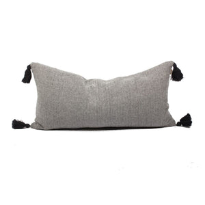 Homeroots Set Of Two 16" X 35" Dark Slate Gray 100% Cotton Herringbone Pillows With Tassels   520266
