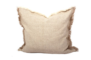 Homeroots Set Of Two 24" Taupe Herringbone Cotton Throw Pillow With Fringe   520269