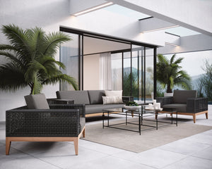 Sunpan Salerno Sofa - Sophisticated Outdoor Armchair with Durable Teak Wood and Weather-Resistant Frame Gracebay Grey