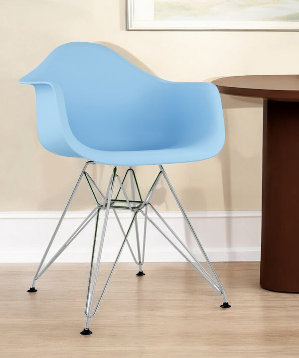 Homeroots Light Blue And Silver Heavy Duty Plastic Dining Arm Chair  Plastic 520271