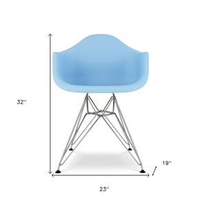 Homeroots Light Blue And Silver Heavy Duty Plastic Dining Arm Chair  Plastic 520271