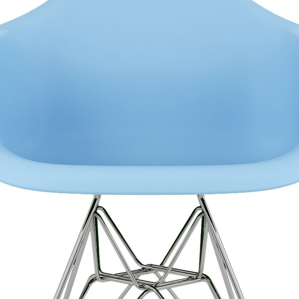 Homeroots Light Blue And Silver Heavy Duty Plastic Dining Arm Chair  Plastic 520271