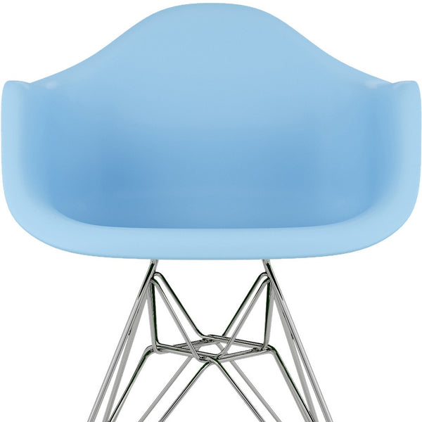 Homeroots Light Blue And Silver Heavy Duty Plastic Dining Arm Chair  Plastic 520271