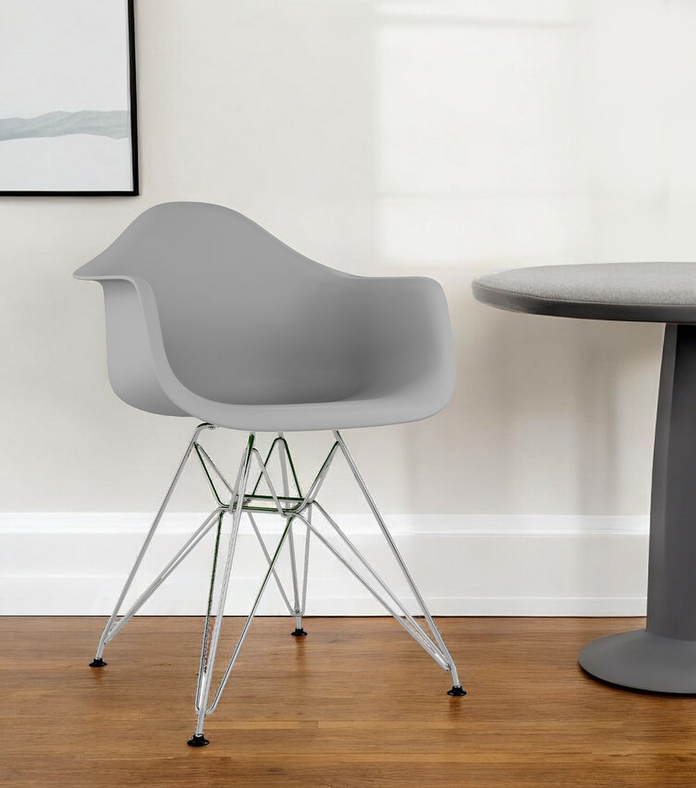 Homeroots Gray And Silver Heavy Duty Plastic Dining Arm Chair  Plastic 520272