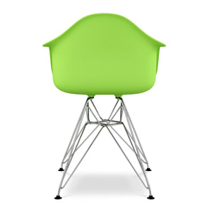 Homeroots Green And Silver Heavy Duty Plastic Dining Arm Chair  Plastic 520273