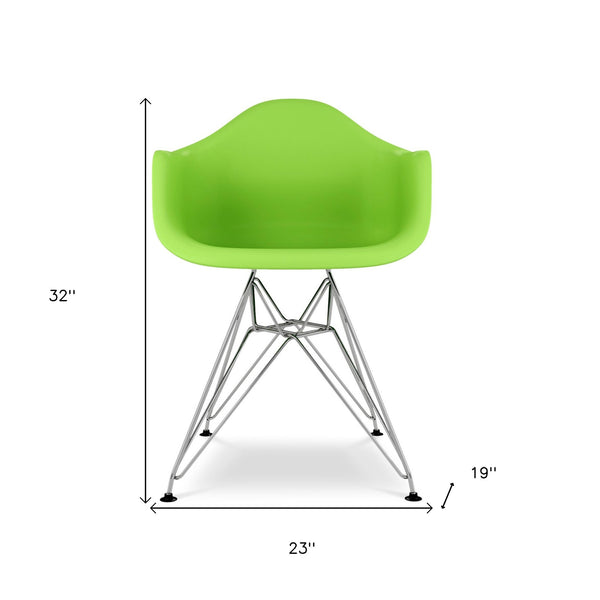 Homeroots Green And Silver Heavy Duty Plastic Dining Arm Chair  Plastic 520273